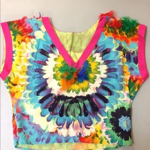 Colorful peacock feather top